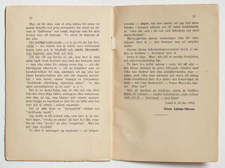 Books/Pamphlets (6) and a photo depicting Gösta Adrian-Nilsson.