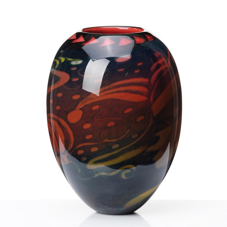 Eva Englund, a 'graal' glass vase, Orrefors, Sweden, 'studio prototype'.