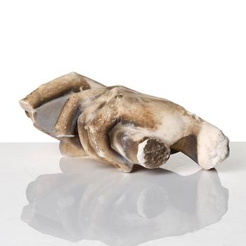 A presumably italian marble sculptural fragment, 18th century.