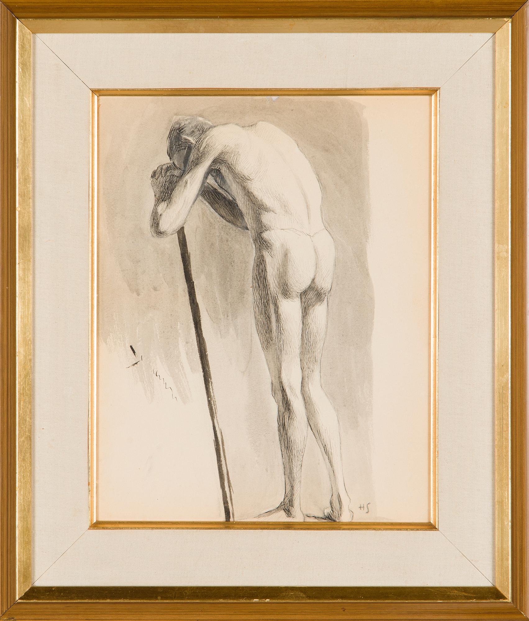 Helene Schjerfbeck, Lutande Mansmodell.