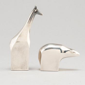 GUNNAR CYRÉN, two silverplated zinc figurines, Danish Design.
