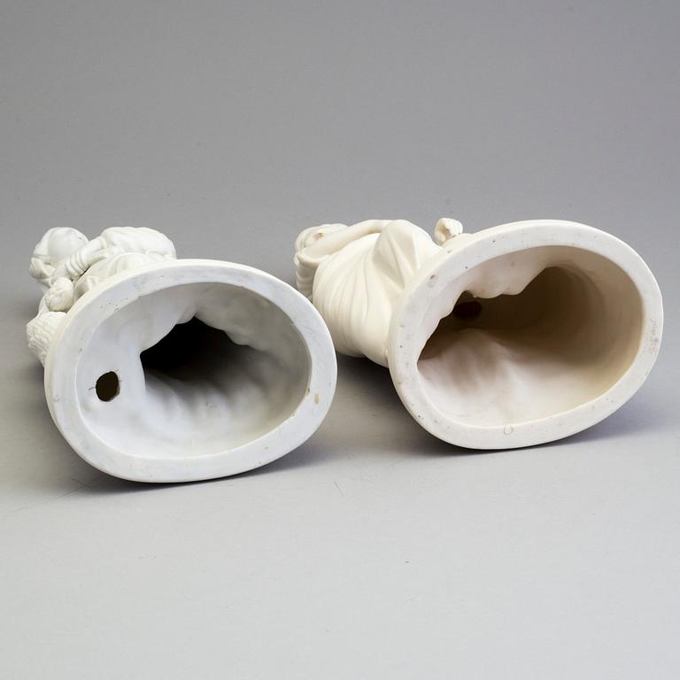 TWO PARIAN FIGURES, one marked Gustafsberg.