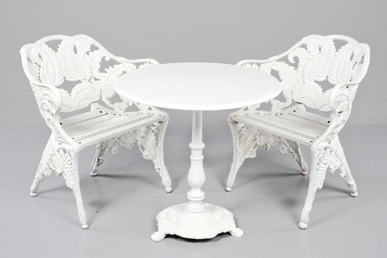 TRÄDGÅRDSMÖBEL, 3 delar, Melins metallgjuteri Anderstorp, 1900-talets andra hälft.