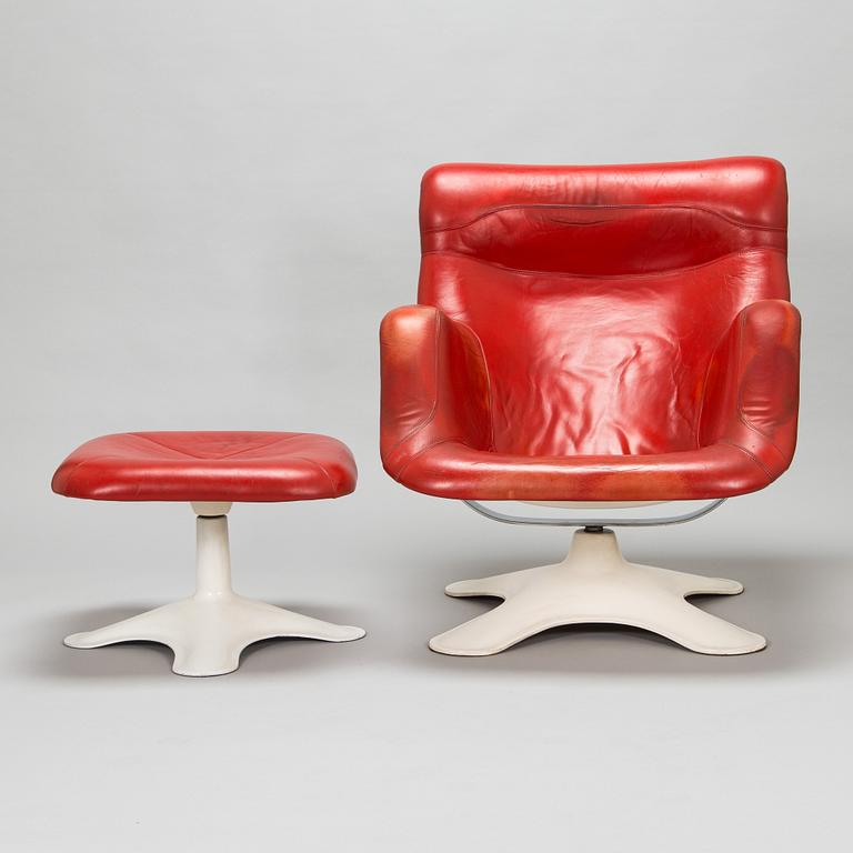 Yrjö Kukkapuro, A 1970's 'Carousel' armchair and ottoman for Haimi Finland.