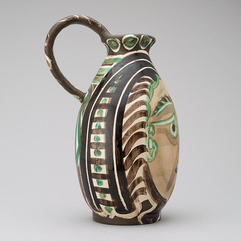 A Pablo Picasso 'Femme du barbu' faience pitcher, Madoura, Vallauris, France 1953.