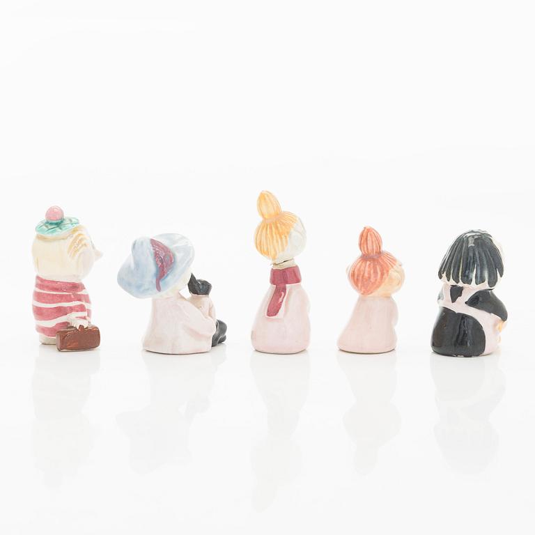 Leo Tykkyläinen, Muumi-figuriineja, 10 kpl, keramiikkaa, 1950-luku.