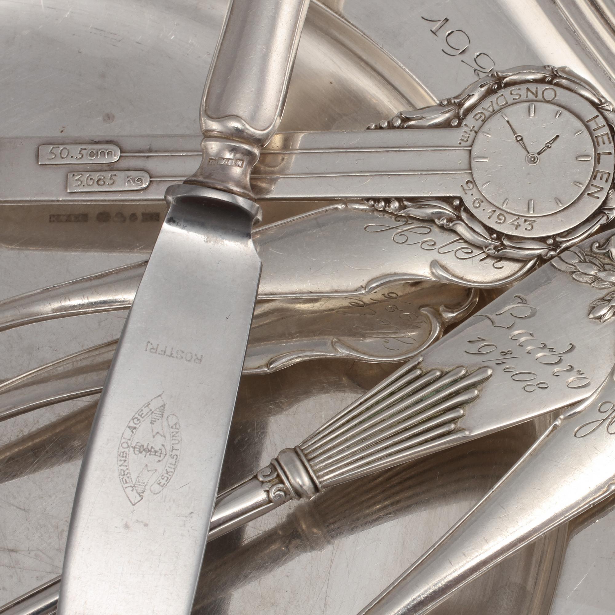 PARTI SILVER, 7 delar, 1900-talets första hälft. Vikt 405 g.