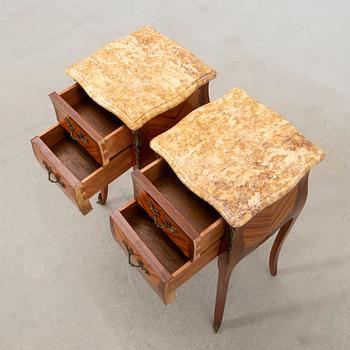 Side tables/Bedside tables, a pair in the Louis XV style, second half of the 20th century.