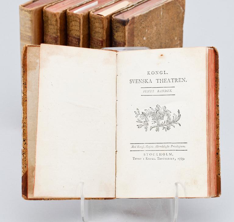 BOKVERK, 6 vol, "Kongl. Svenska Theatren", Stockholm 1778-85.