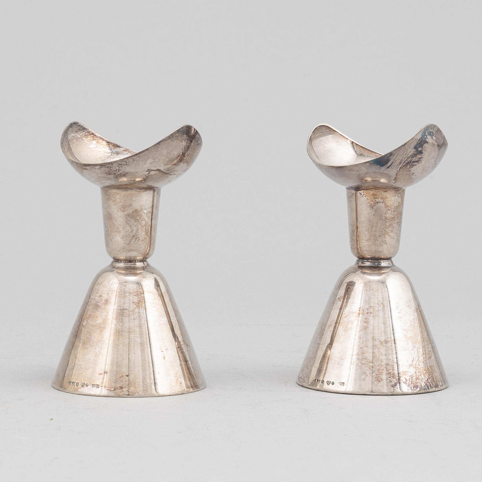 Ljusstakar, 2 par, silver, GAB, Stockholm 1965 resp Tesi, Göteborg 1974.