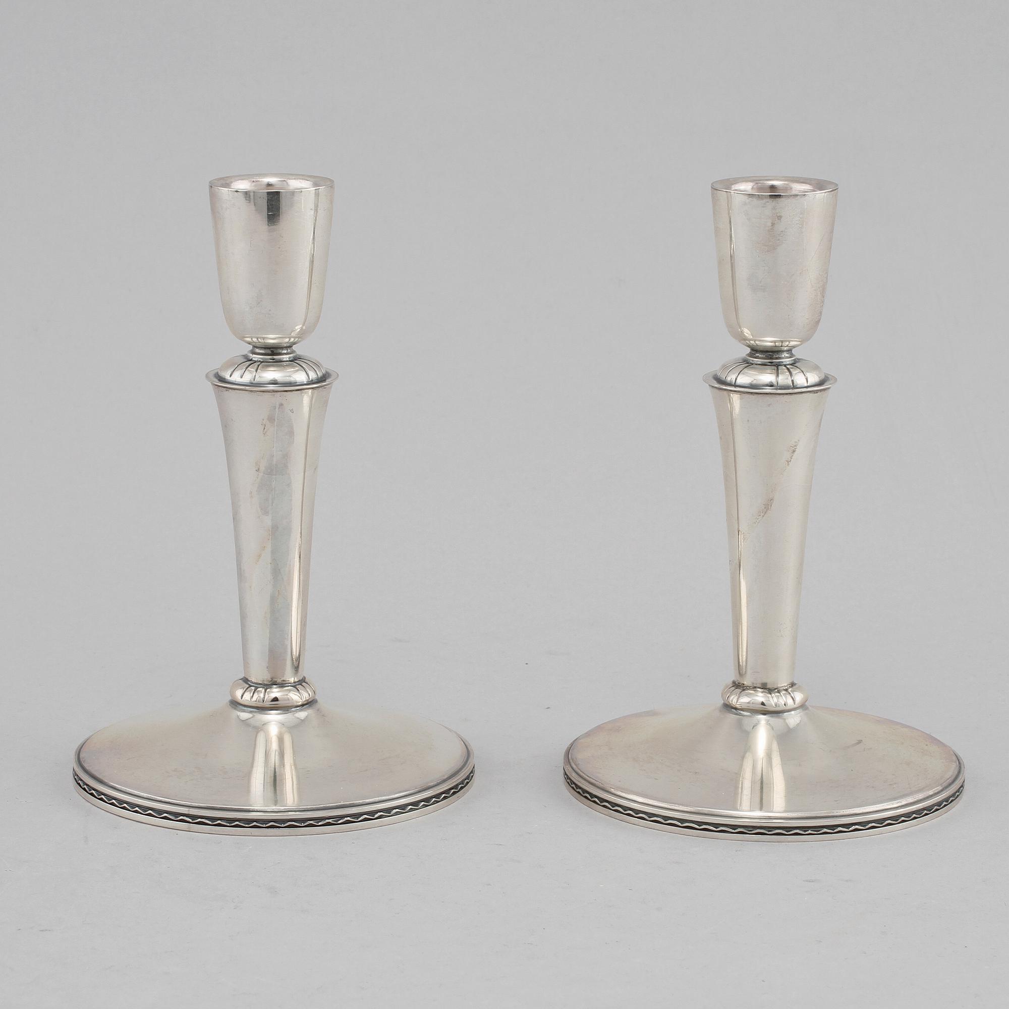LJUSSTAKAR, ett par, silver, Eric Råström, Stockholm, 1962. Vikt 265 g.