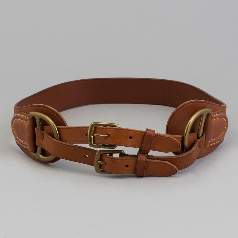 A brown belt by Ralph Lauren.