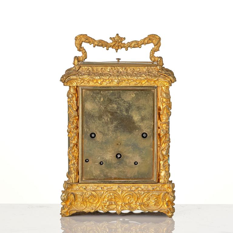 A Traveller's rococo style clock by Anton Liszt Vienna (1828-1868).