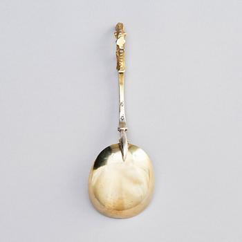 A parcel-gilt Baroque silver spoon, 18th century.