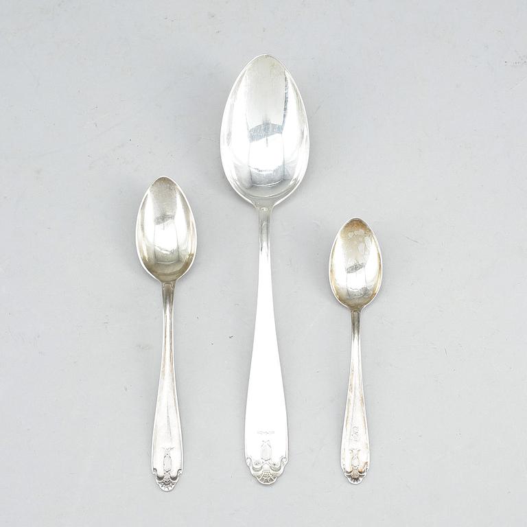 PARTI SKEDAR, silver, 24 delar, GAB, Stockholm, 1900-tal. Vikt ca 338 gram.