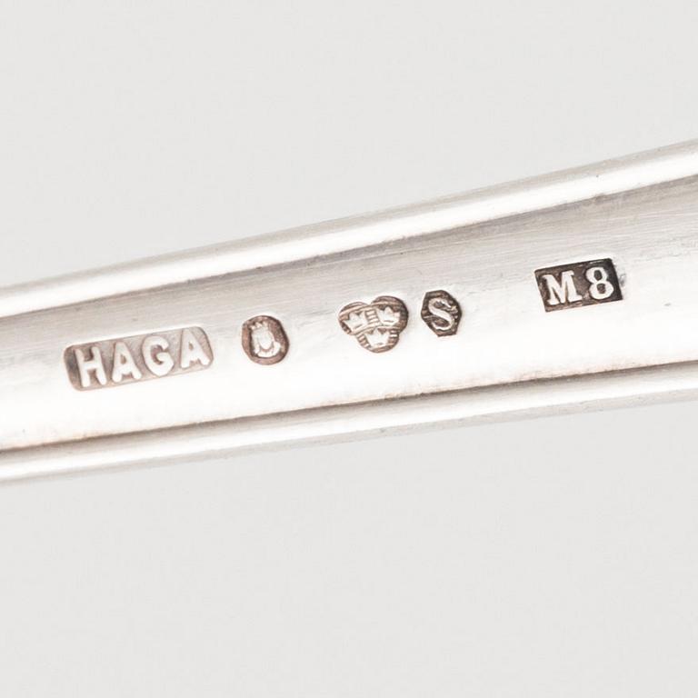 A Swedish Silver Cultery Set, model 'Haga', mark of Skandia Silver, Stockholm, some 1938 (64 pieces).