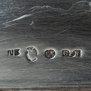 A Swedish Empire silver candle snuffer and tray, Stockholm 1818-1819.