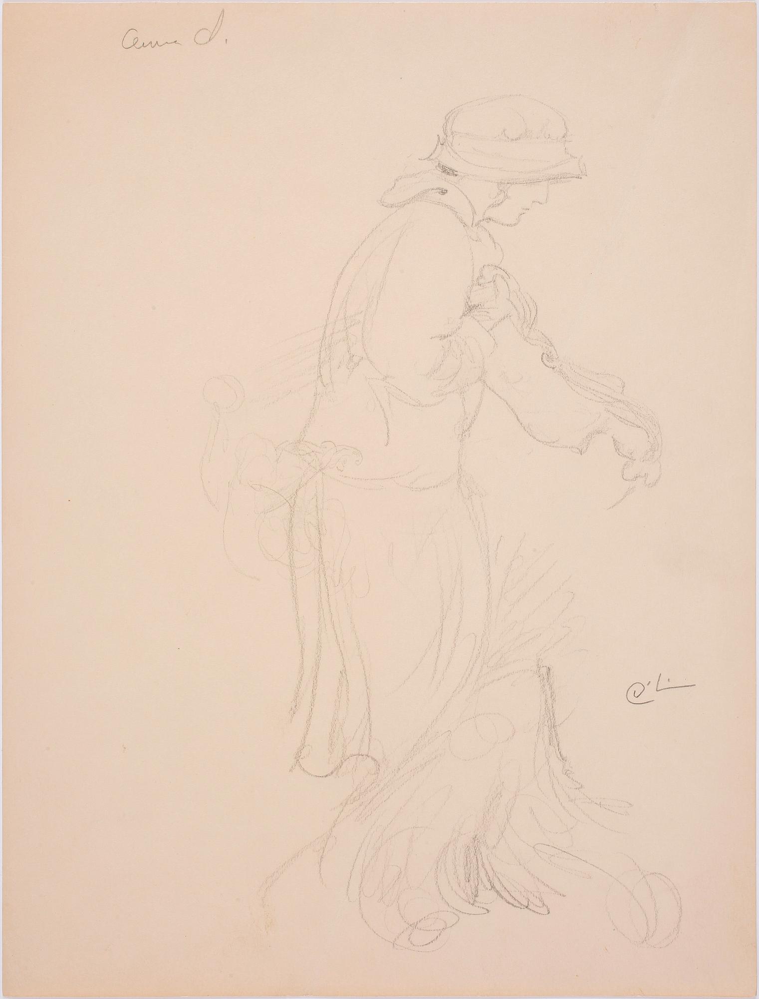 CARL LARSSON, skisser, 4 st, monogramsign.