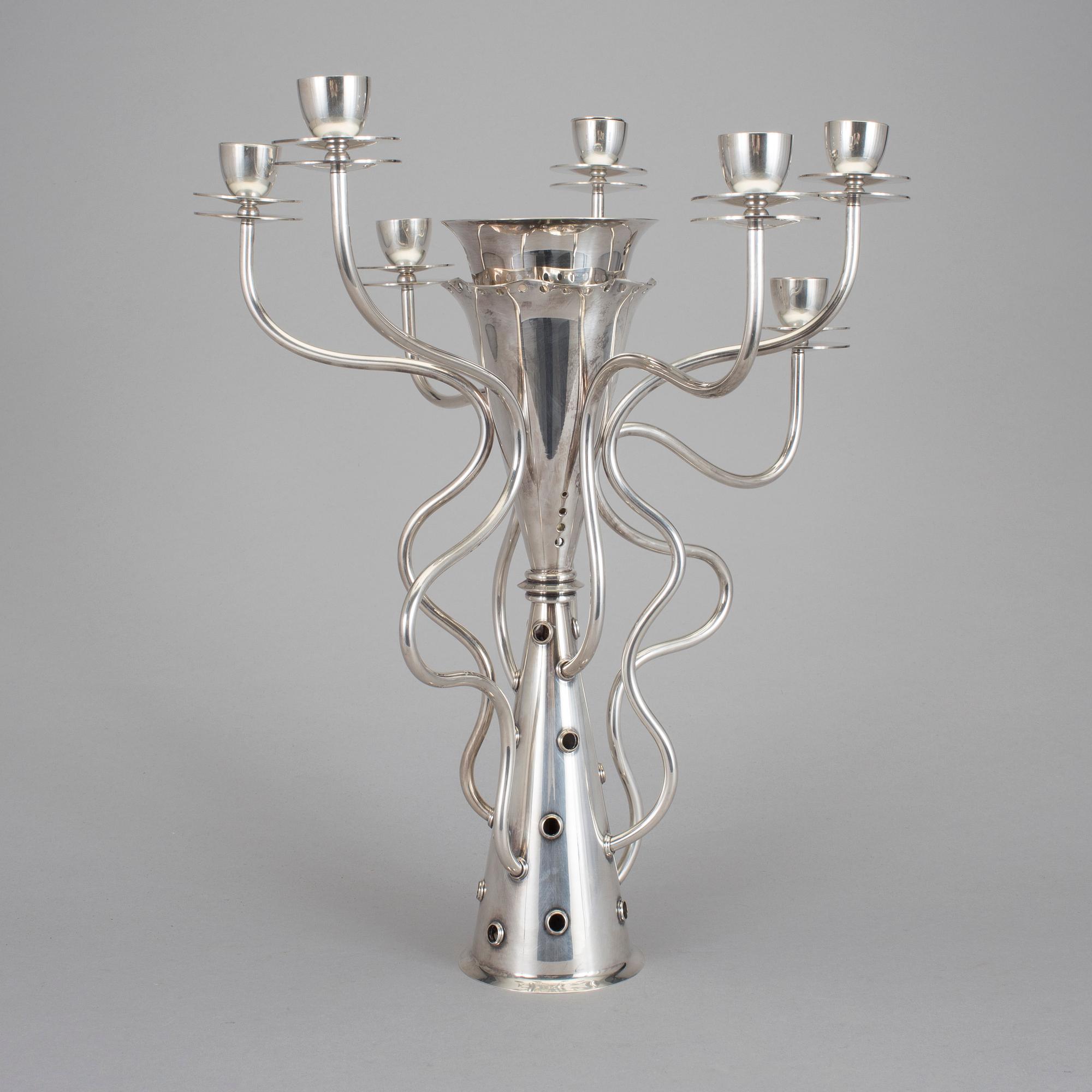 BOREK SIPEK, kandelaber, nysilver, "Simon", Drade, formgiven 1989.
