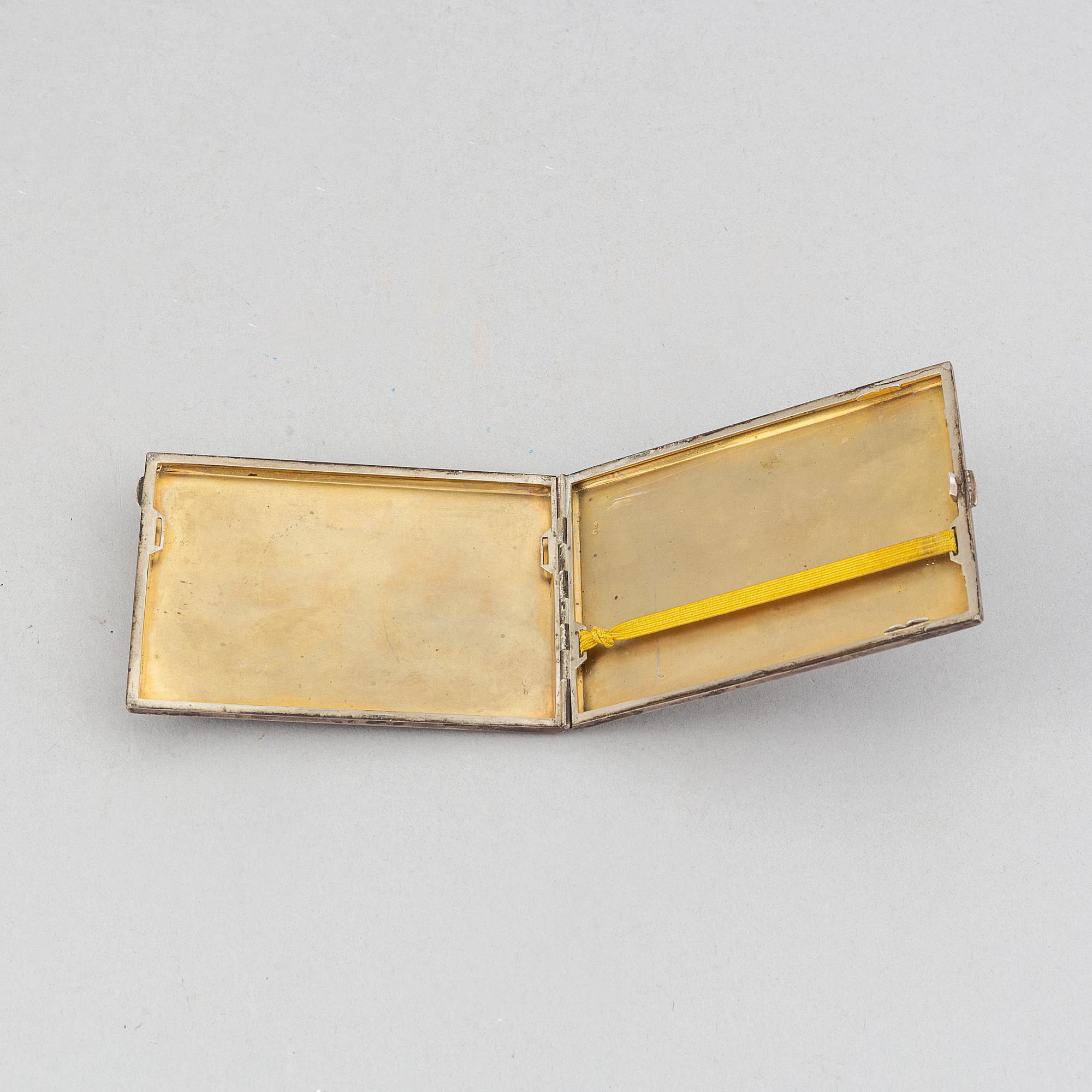 A Viennese silver cigarette case with a minature painting, Austria, around the year 1900.