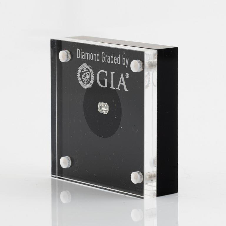 Smaragdslipad diamant, 0,51 ct. Medföljande GIA dossier.