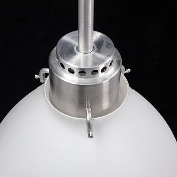 A late 20th century glass and metal ceiling lamp.