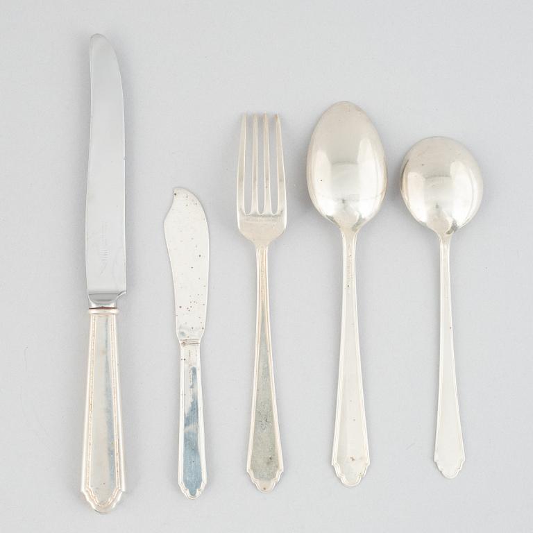 Besticksuppsättning, silver, 50 delar, Lunt (Rogers, Lunt & bowlen), Massachusets, USA, 1900-talets första hälft.