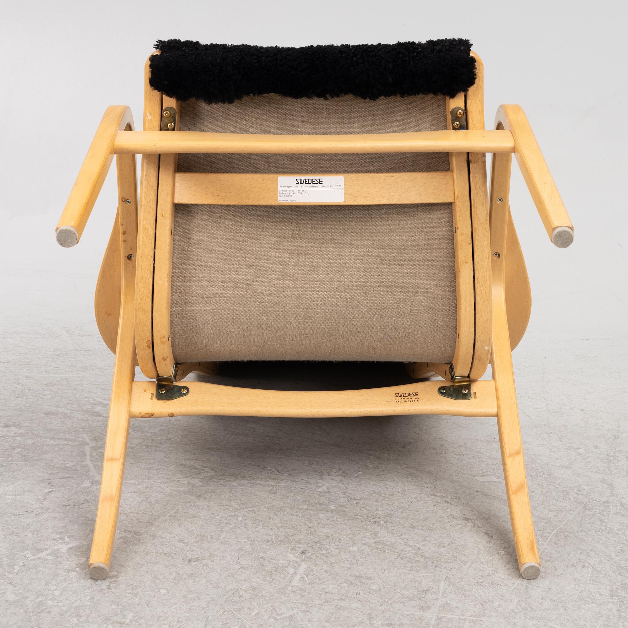 Yngve Ekström, an armchair and a footstool, "Lamino", Swedese, second half of the 20th century.