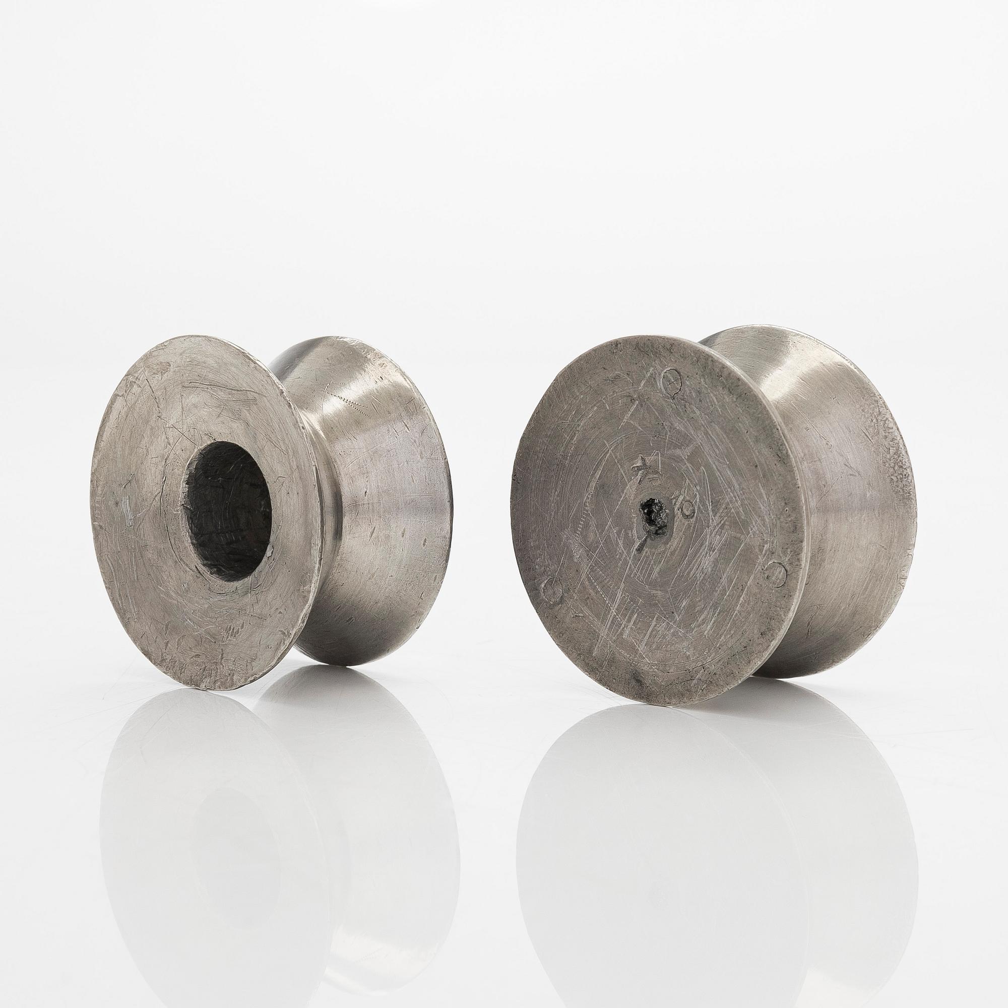 Viljo Hirvonen, a pair of rare mid-20th-century  candlesticks manufactured by Valaistustyö for Artek.