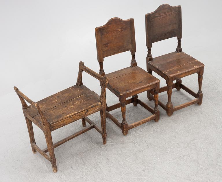 Stolar, ett par, samt bankett, 1700-tal.