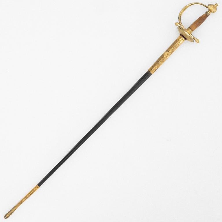 A Swedish infantry officer's sword, first half of the 19th Century, with scabbard.