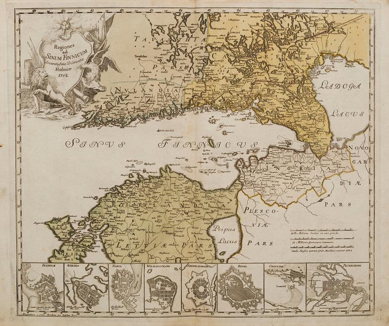 MAP - GEORG BIURMAN, 'Regiones ad Sinum Finnicum Accuratissime Delineatae Holmiae', 1742.