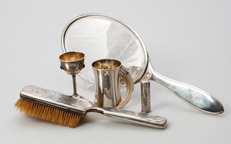 PARTI SILVER, 5 delar, 1800-1900-tal. Bla C. Creutz, Stockholm 1857.