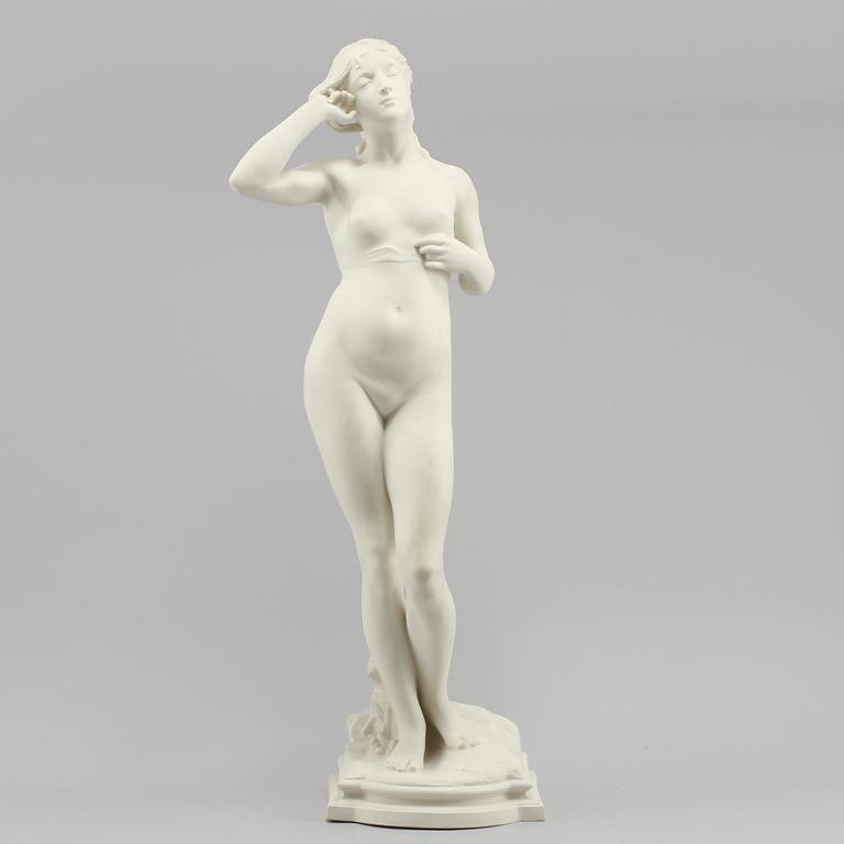 SKULPTUR, Parian, "Snöklockan", efter Per Hasselberg, Gustavsberg, daterad 1914.