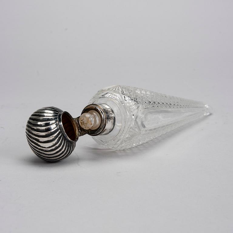FLAKONG, glas och silver, Gebrüder Friedländer, Tyskland ca 1900.