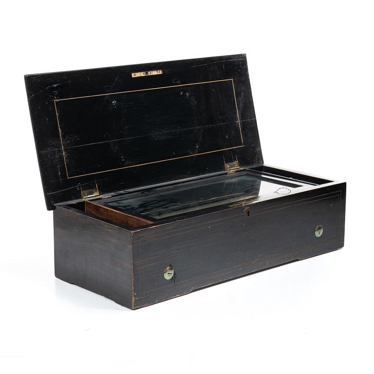 Cylinder music box with six melodies, Switzerland, 1890–1900.