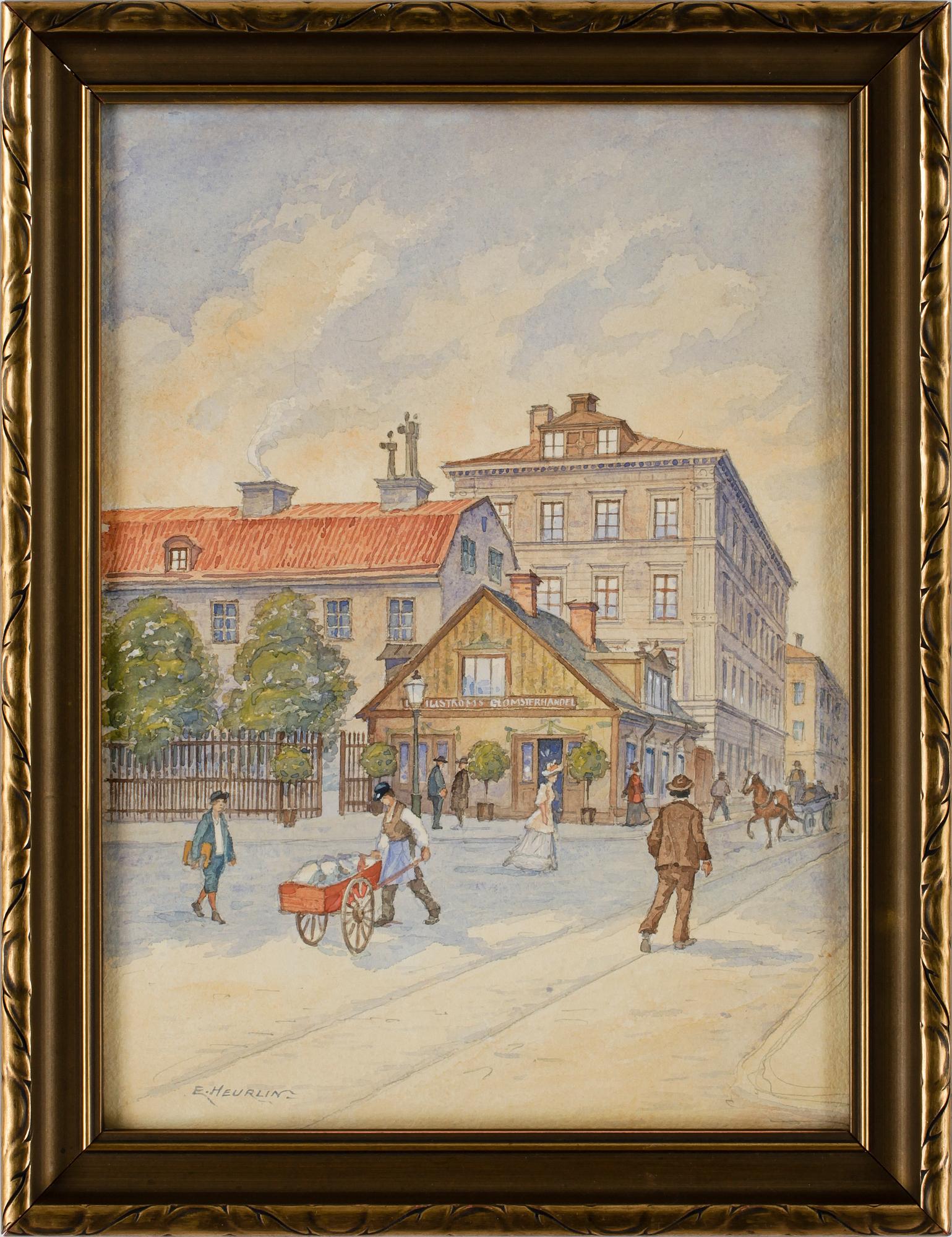 ERLAND HEURLIN, akvarell, sign.