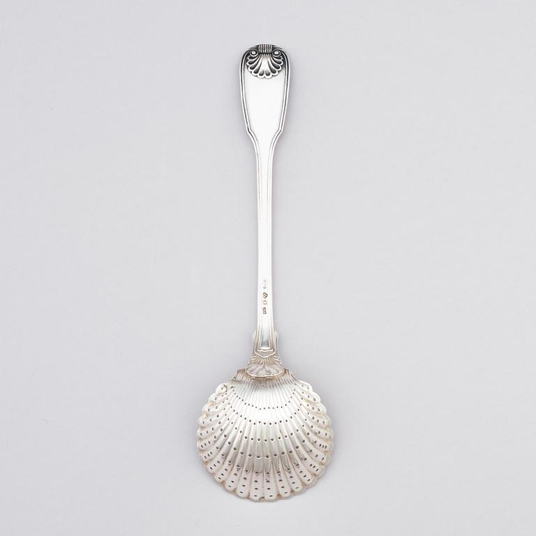 A Swedish silver sugar bowl, Johan Schvart, Karlskrona 1791 and suger spoon, Gustaf Möllenborg, Stockholm 1892.