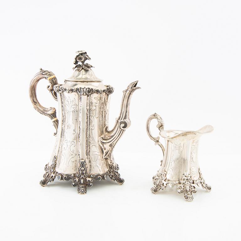 Christian Hammer coffee pot and cream jug silver Stockholm 1854.