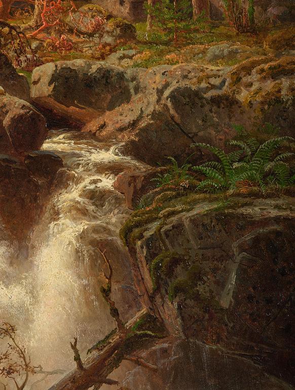 Marcus Larsson, ”Svenskt landskap med vattenfall” (Swedish landscape with waterfall).