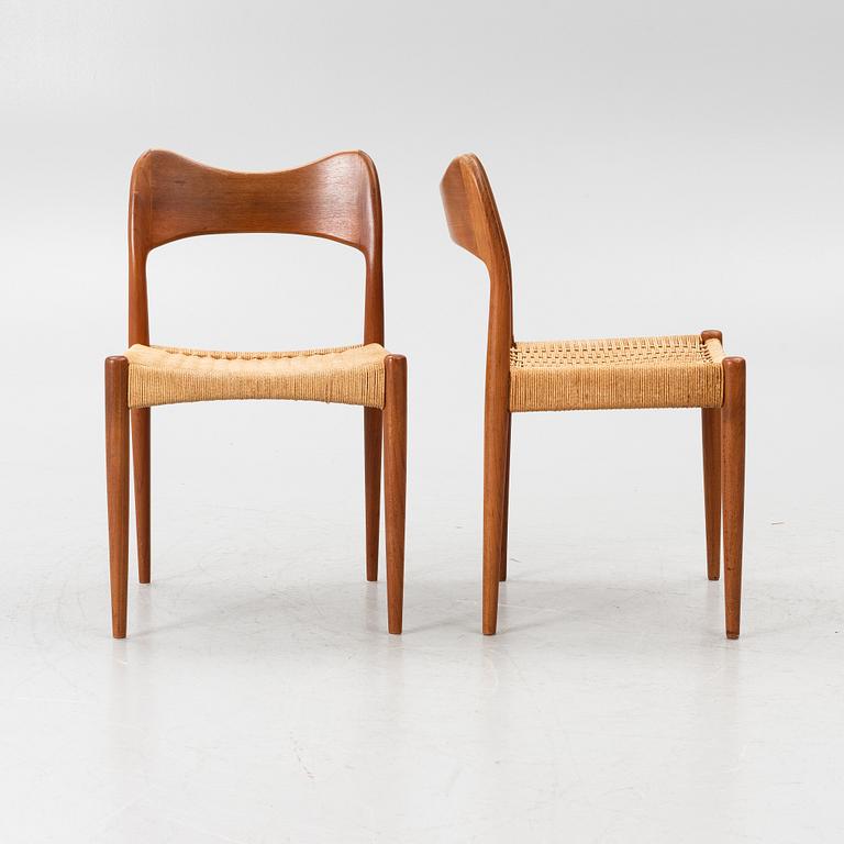 Arne Hovmand-Olsen, 4 chairs, Mogens Kold, Denmark, 1960s.