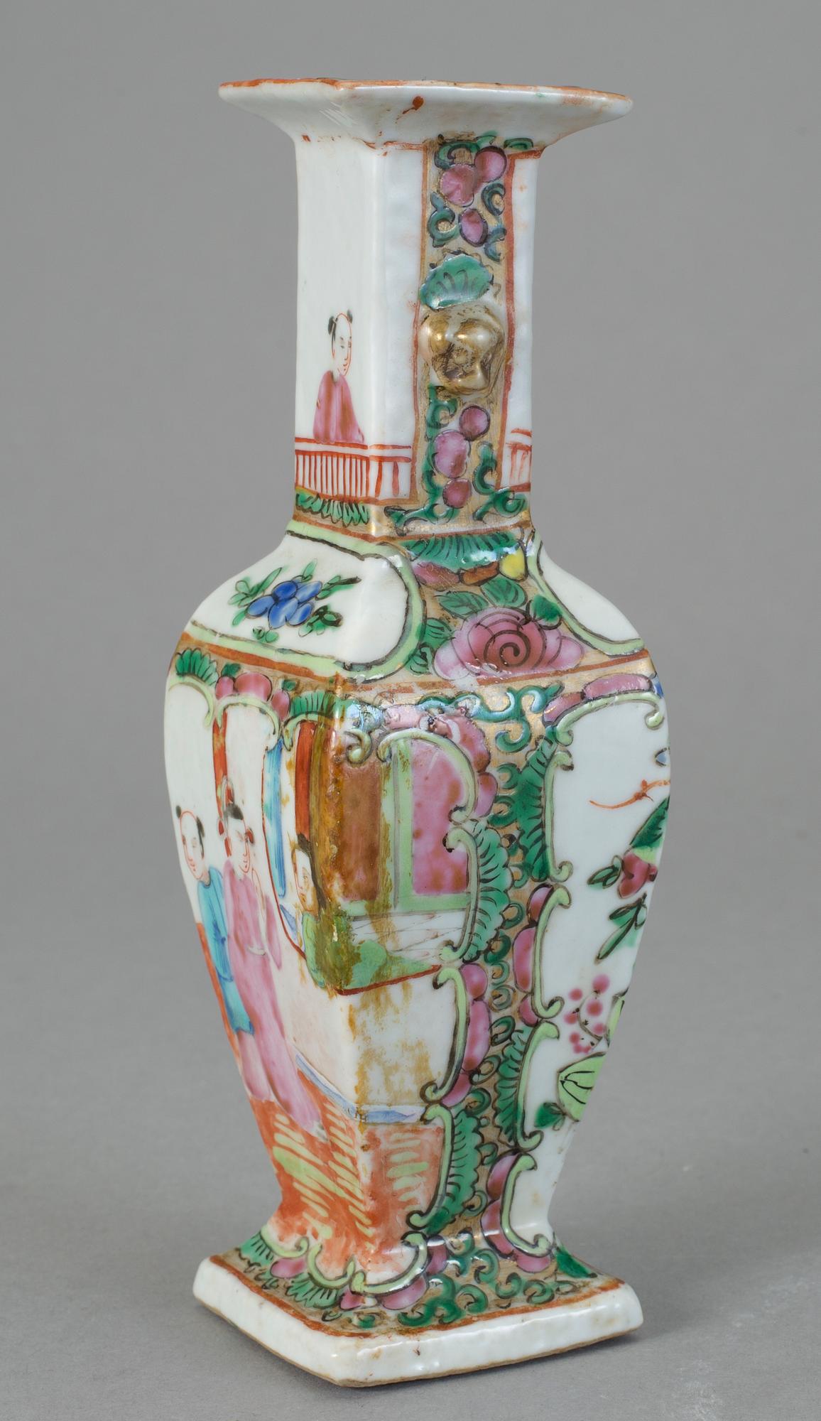 FAT, 2 st, samt VAS, sk kantonporslin, Kina, 1800-1900-tal.