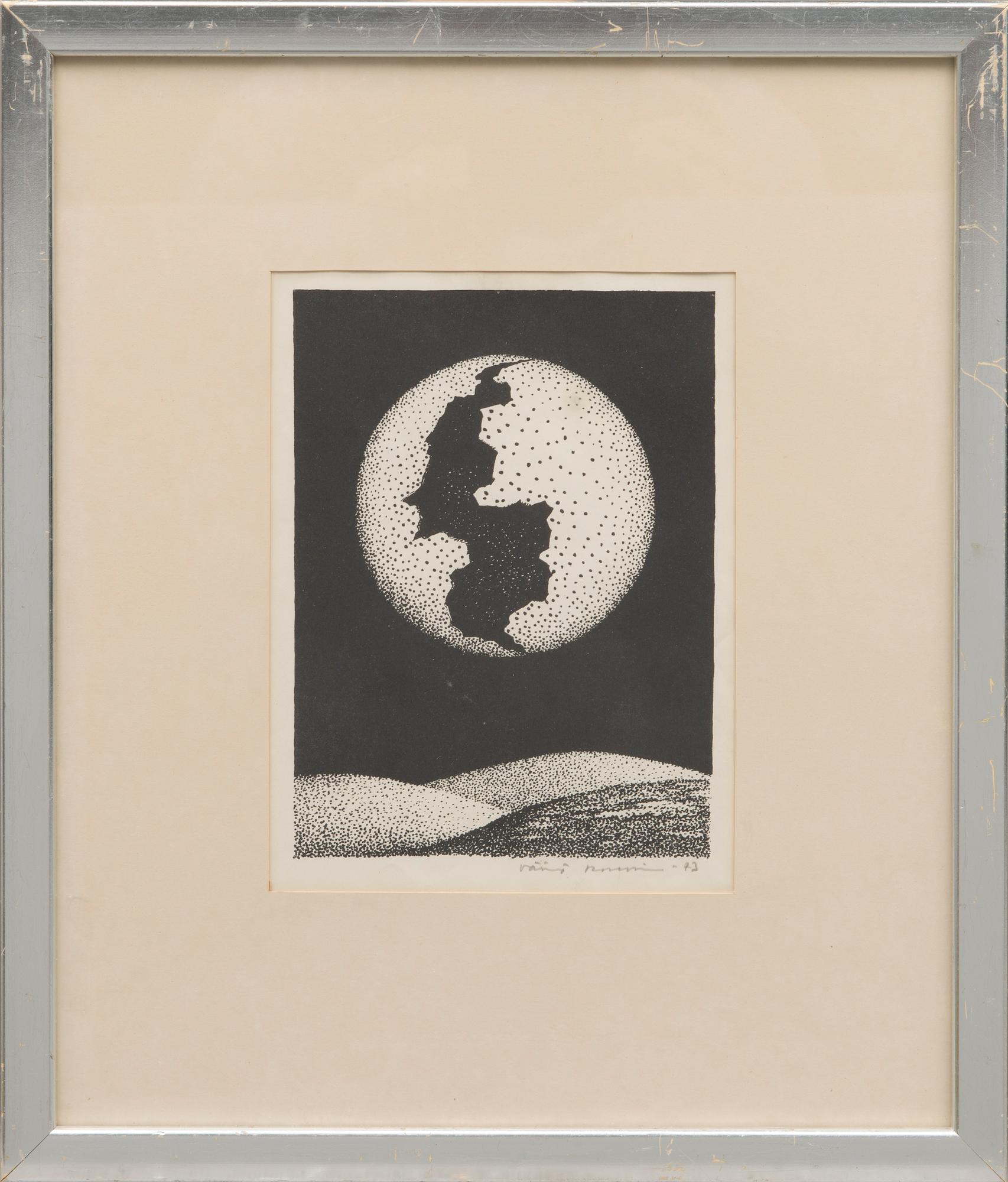 VÄINÖ ROUVINEN, litografia, signeerattu ja päivätty -73.