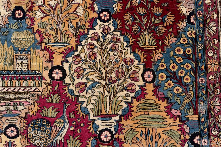 A carpet, figural semi-antique Kerman /Teheran, ca 319 x 210--215 cm.