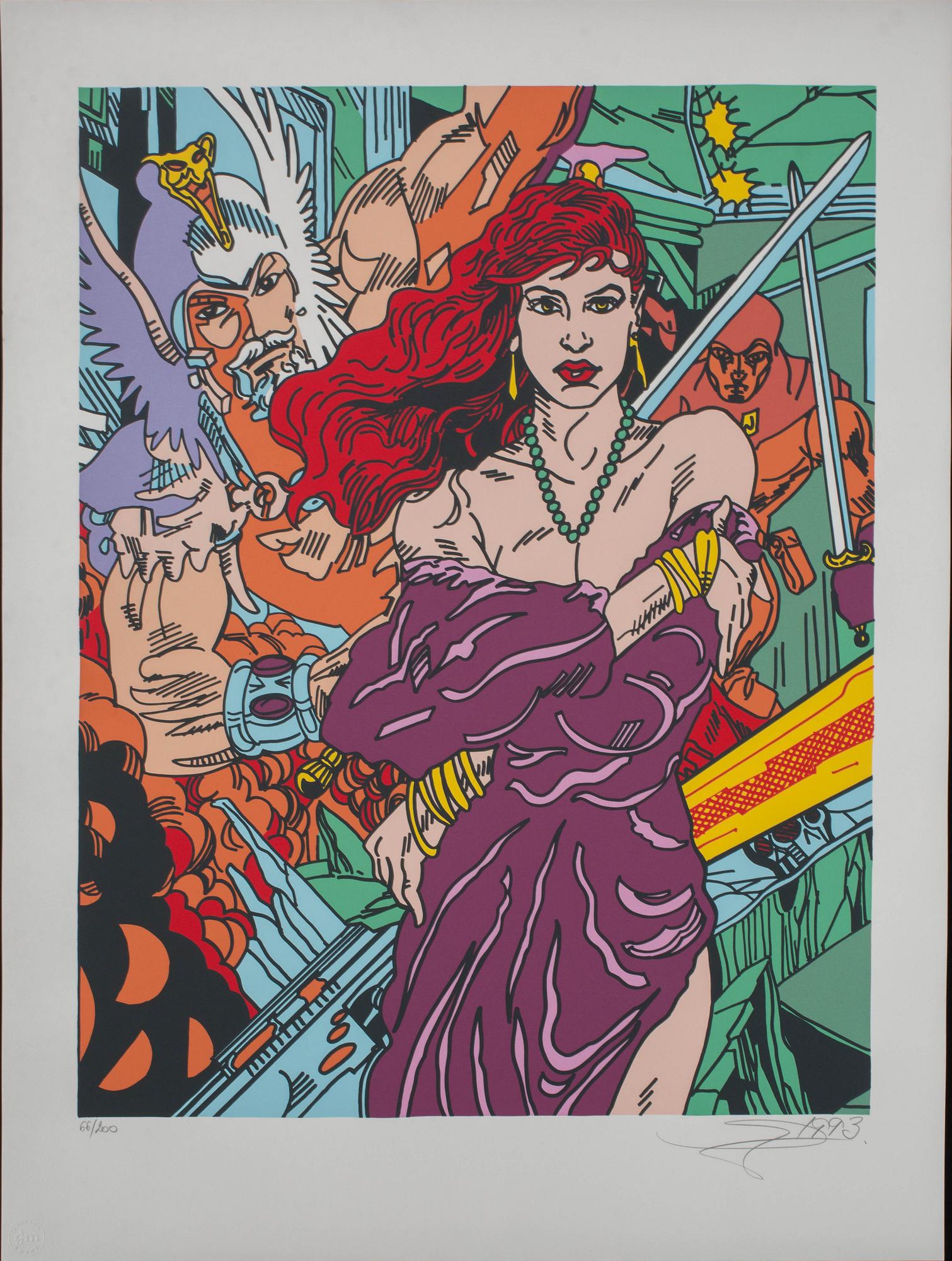 GUDMUNDUR ERRÓ, färgserigrafi, signerad, numrerad 66/200 och daterad- 1993.