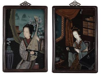 120. Two Chinese glasspaintings, early 20th cent.