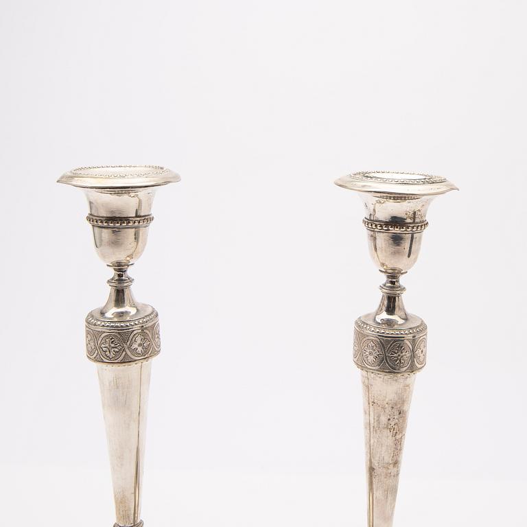 Candelsticks, a pair, silver, Carl Ludvig Berendt, Gdansk (1728-1804), master 1753.
