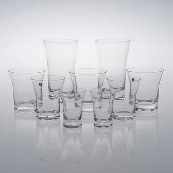 ALVAR & AINO AALTO, drinking glasses, 9 pcs, model 2043, Iiittala. In production 1987-1992.