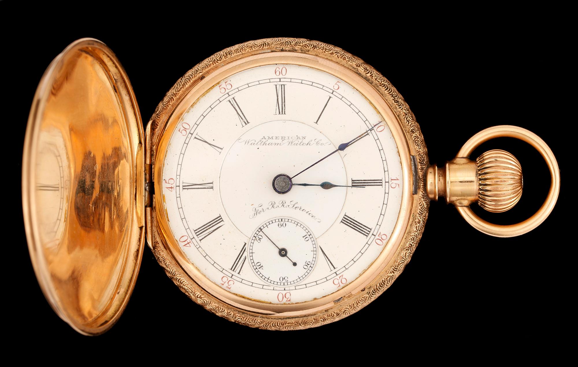 FICKUR, 14k guld, Waltham, Special Railroad King. 1890-tal. Vikt ca133g.