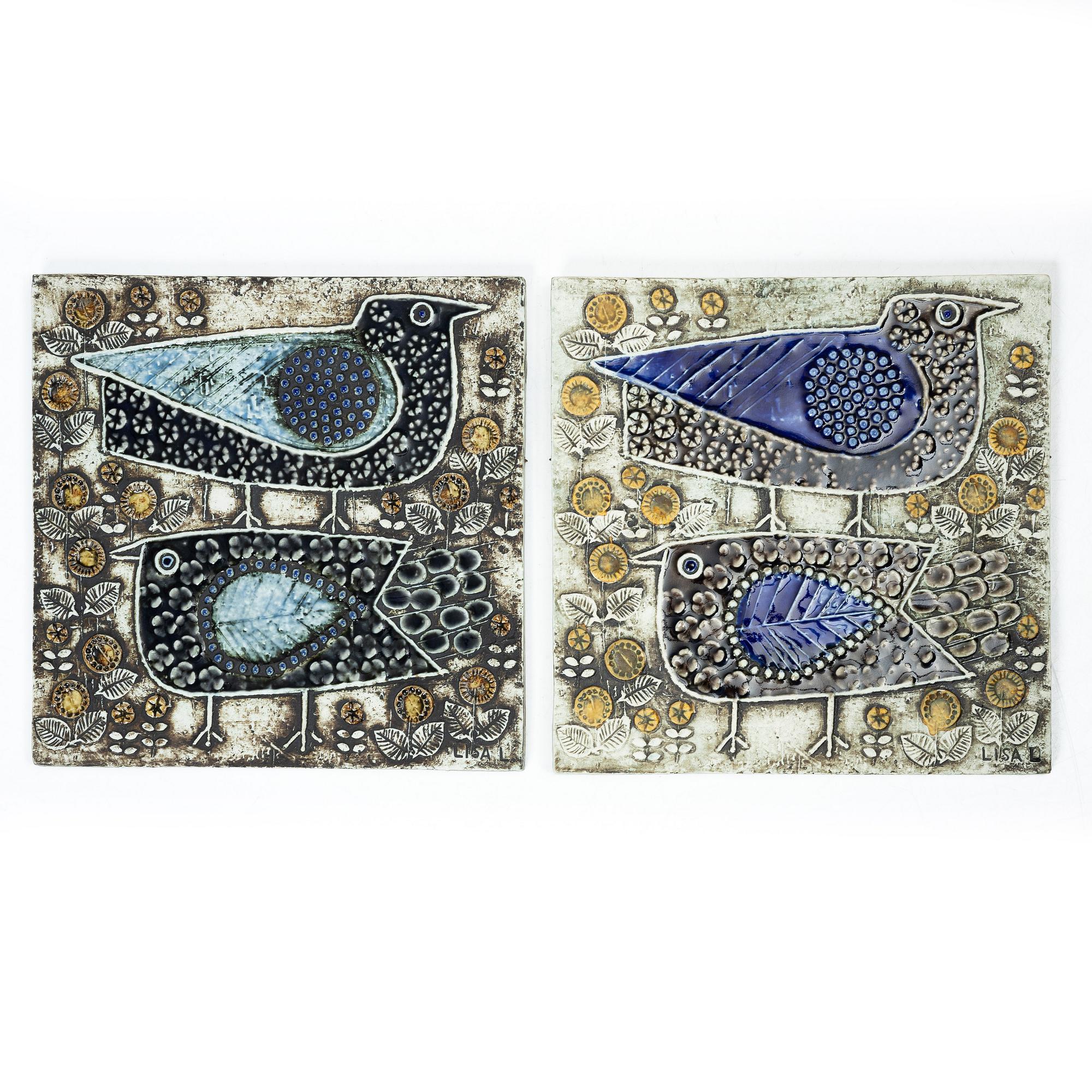 Lisa Larsson, a set of six stoneware wall plaques, Gustavsberg.